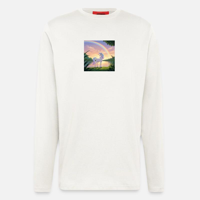 Einhorn unter dem Regenbogen - Langarmshirt - made by SPREAD  - OFF WHITE