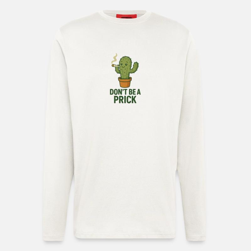 Kaktus mit Zigarre – Spruch - Langarmshirt - made by SPREAD  - OFF WHITE