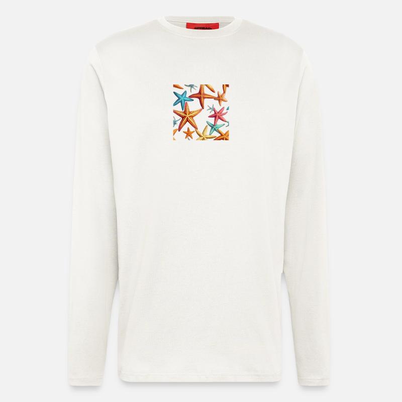 Farbenfrohe Seesterne - Langarmshirt - made by SPREAD  - OFF WHITE
