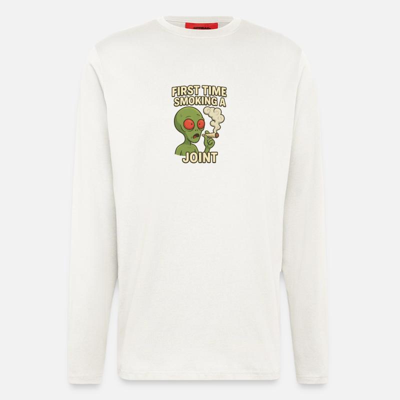 Alien First Joint Smoking - Longsleeve - made by SPREAD  - OFF WHITE