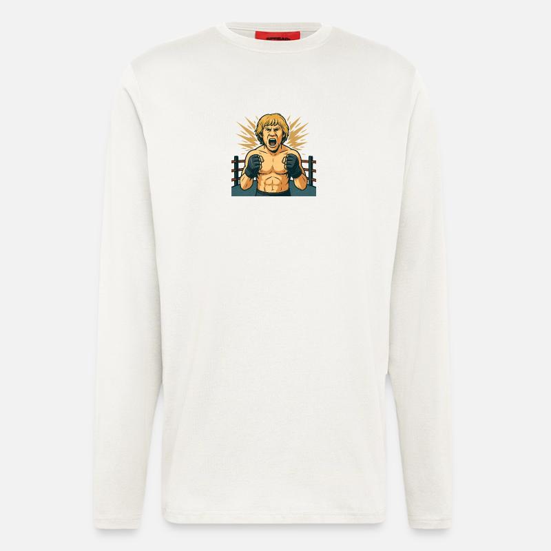 Kämpferischer Boxheld Comicstil - Langarmshirt - made by SPREAD  - OFF WHITE