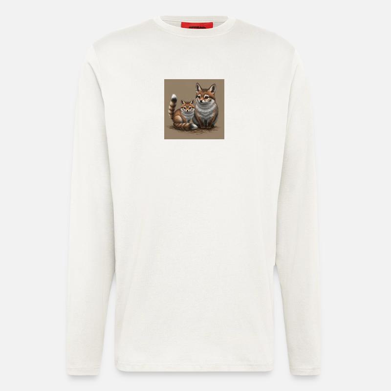 Verspielte Fuchs-Mutter und Kind - Langarmshirt - made by SPREAD  - OFF WHITE