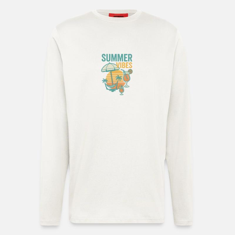 Summery Beach and Drink Motif - Longsleeve - made by SPREAD  - OFF WHITE