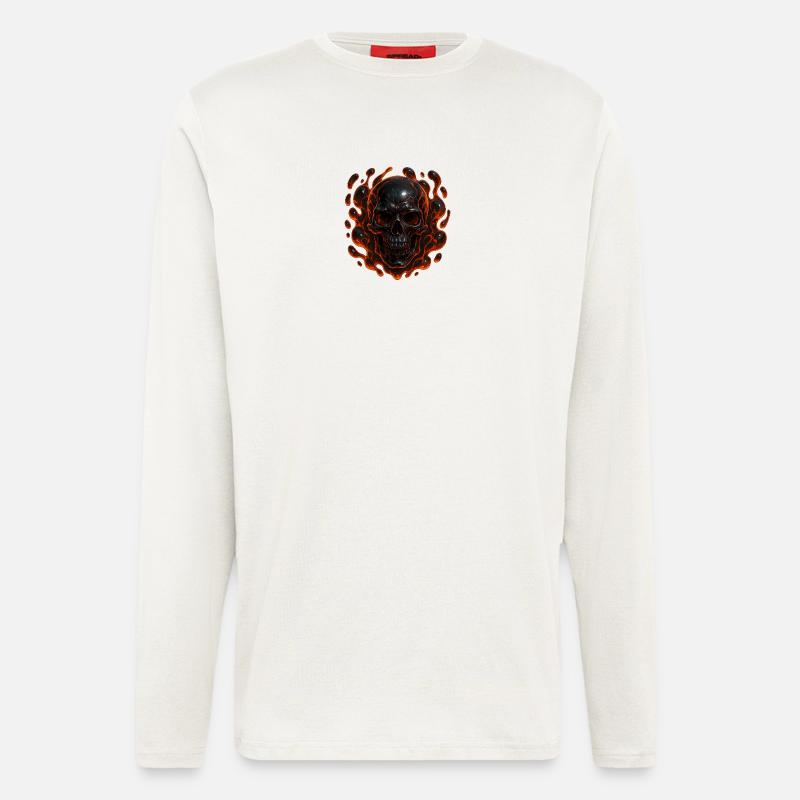 Flaming skull - Longsleeve - made by SPREAD  - OFF WHITE