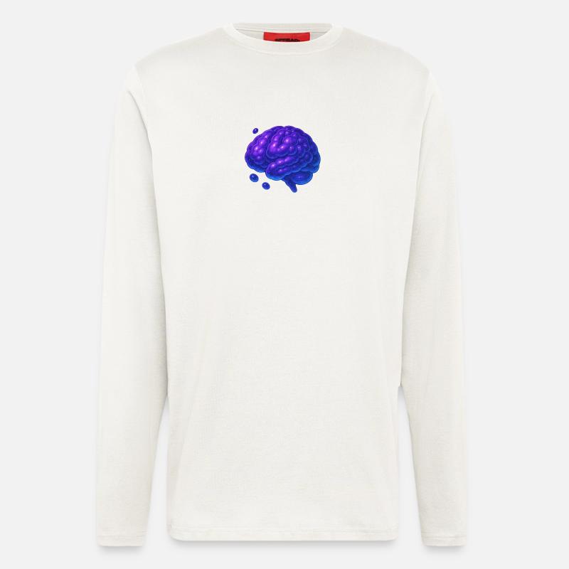 Cerveau 3D Moléculaire Bleu Violet - Manches longues bio décontracté fabriqué en UE - OFF WHITE