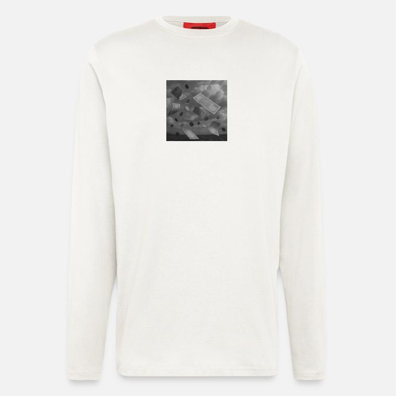Fallendes Geld Geldscheine und Münzen Design - Langarmshirt - made by SPREAD - OFF WHITE