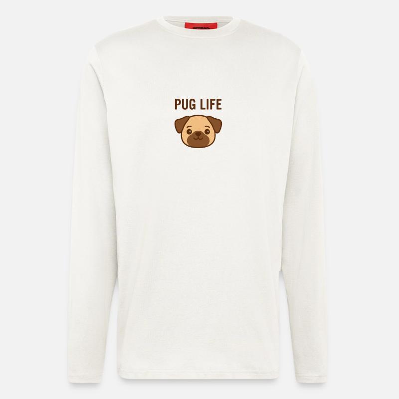 Pug Life – Mops mit Stil - Langarmshirt - made by SPREAD  - OFF WHITE