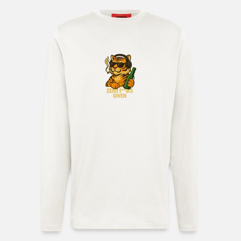 Badass Tiger – Zero F**ks Given - Langarmshirt - made by SPREAD  - OFF WHITE