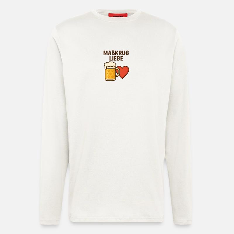 Bierlieber T−Shirt − Maßkrug mit Herz Design  - Langarmshirt - made by SPREAD  - OFF WHITE