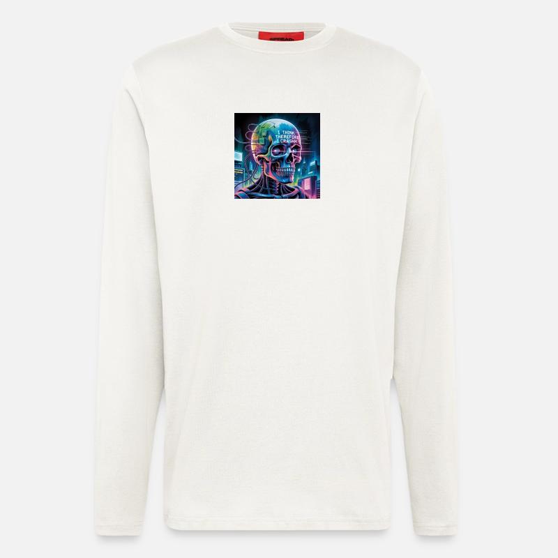 Cyberpunk Schädel mit Technologie Zitate - Langarmshirt - made by SPREAD  - OFF WHITE