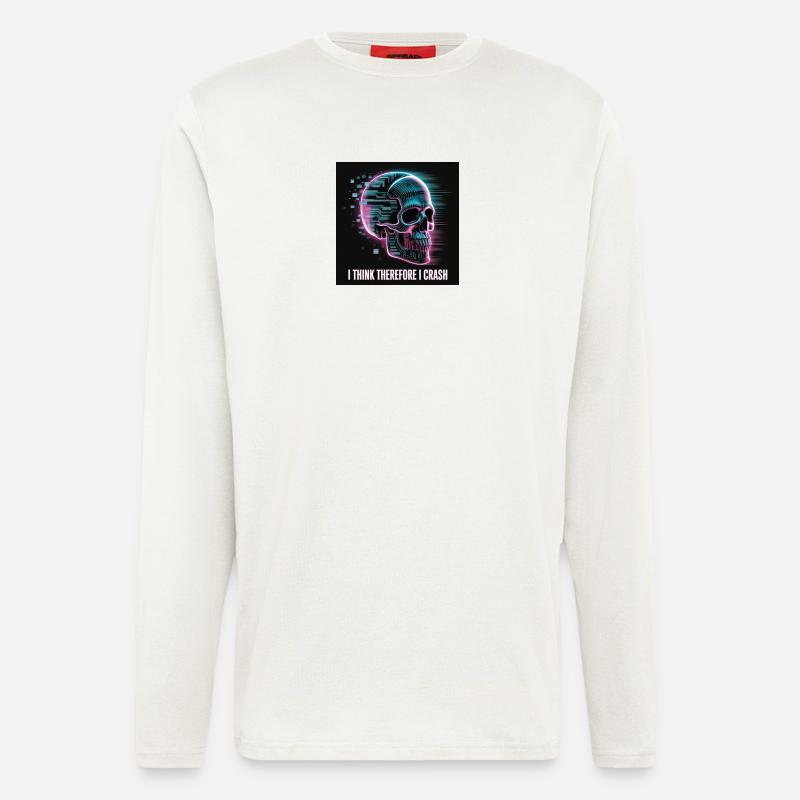 Cyberpunk Skull with Digital Glitch - Longsleeve - made by SPREAD  - OFF WHITE