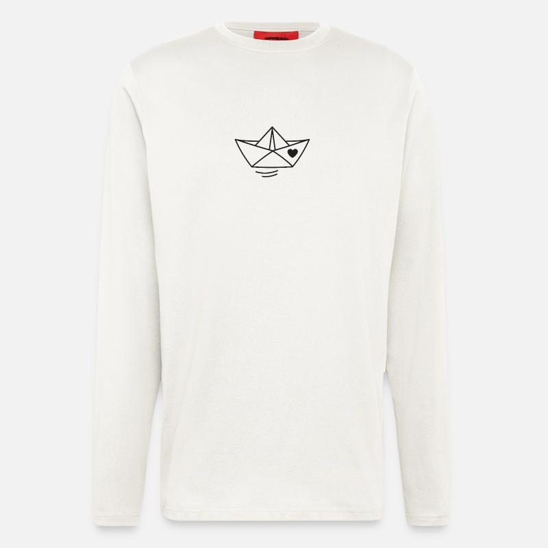 Herz Papierboot Illustration - Langarmshirt - made by SPREAD  - OFF WHITE