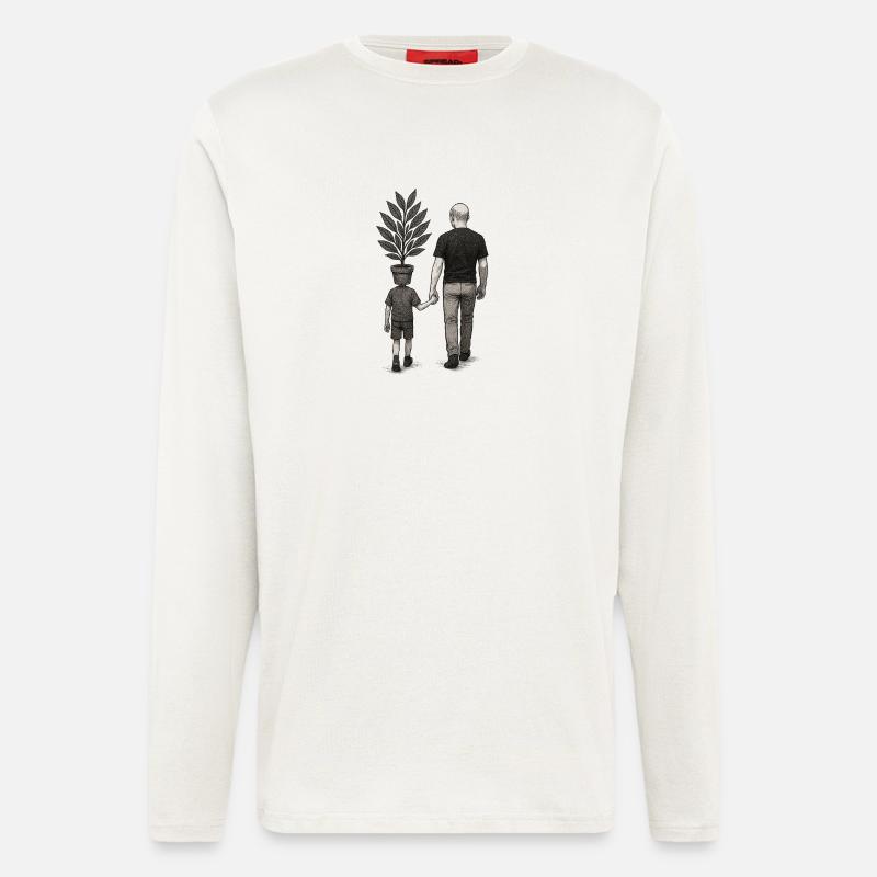 Elterliche Unterscheidung mit Blumentopf - Langarmshirt - made by SPREAD  - OFF WHITE