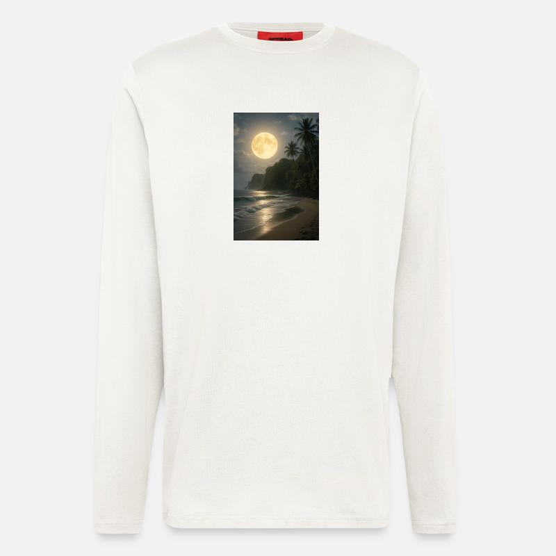 Moonlight over tropical beach - Longsleeve - made by SPREAD  - OFF WHITE