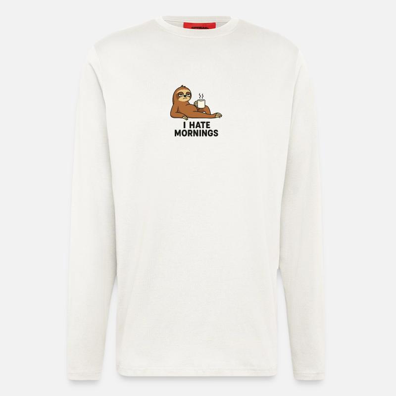 Faultier mit Kaffeetasse - Langarmshirt - made by SPREAD  - OFF WHITE