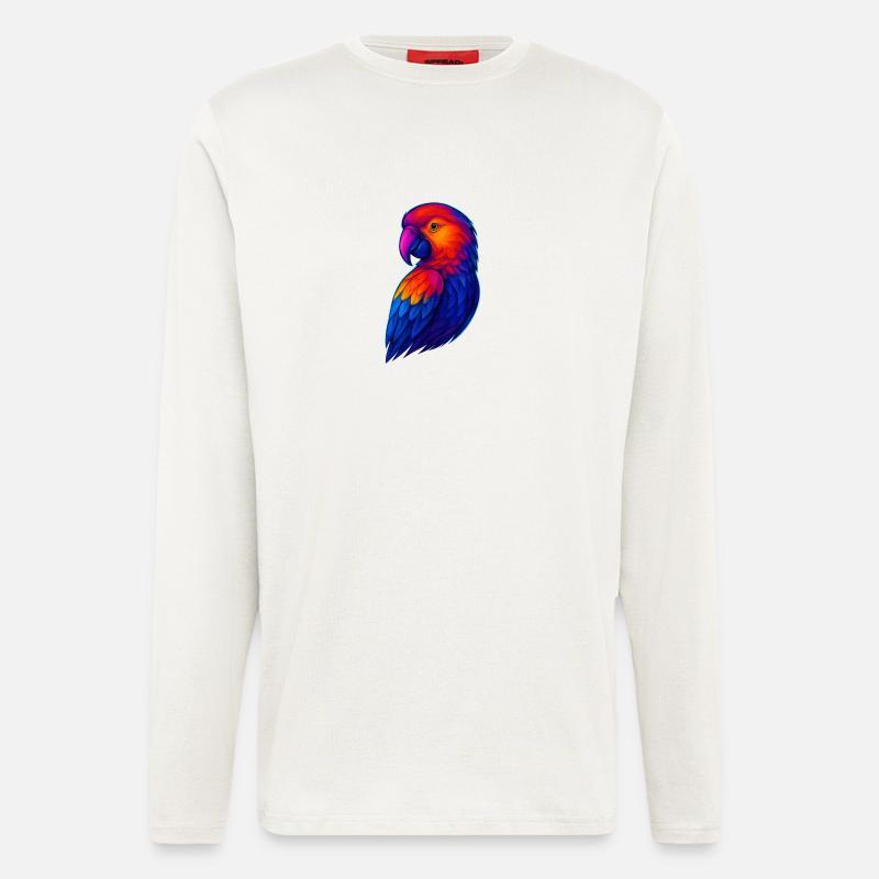 Lebendige Regenbogenpapagei Illustration - Langarmshirt - made by SPREAD  - OFF WHITE