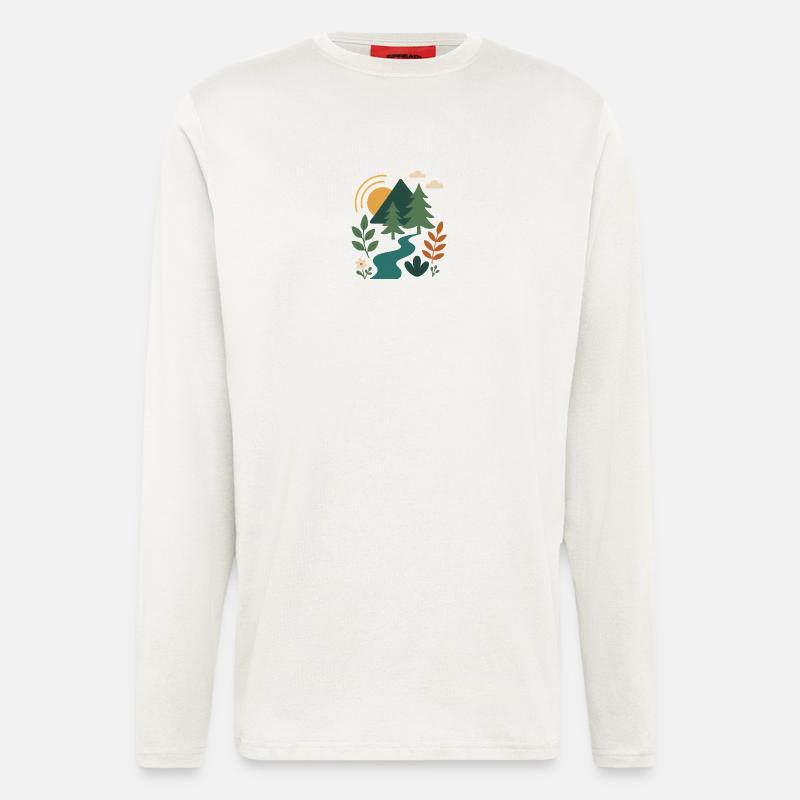 Serene Forest Mountain Scene Design - Longsleeve - made by SPREAD  - OFF WHITE