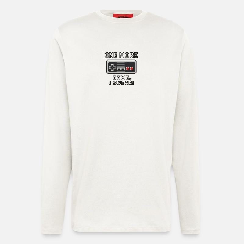 Conception de citation de jeu rétro - Manches longues bio décontracté fabriqué en UE - OFF WHITE
