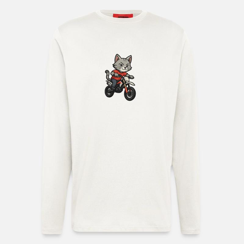 Motocross Katze - Langarmshirt - made by SPREAD  - OFF WHITE