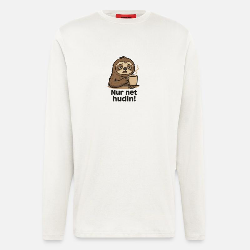 Sloth drinks coffee - Longsleeve - made by SPREAD  - OFF WHITE