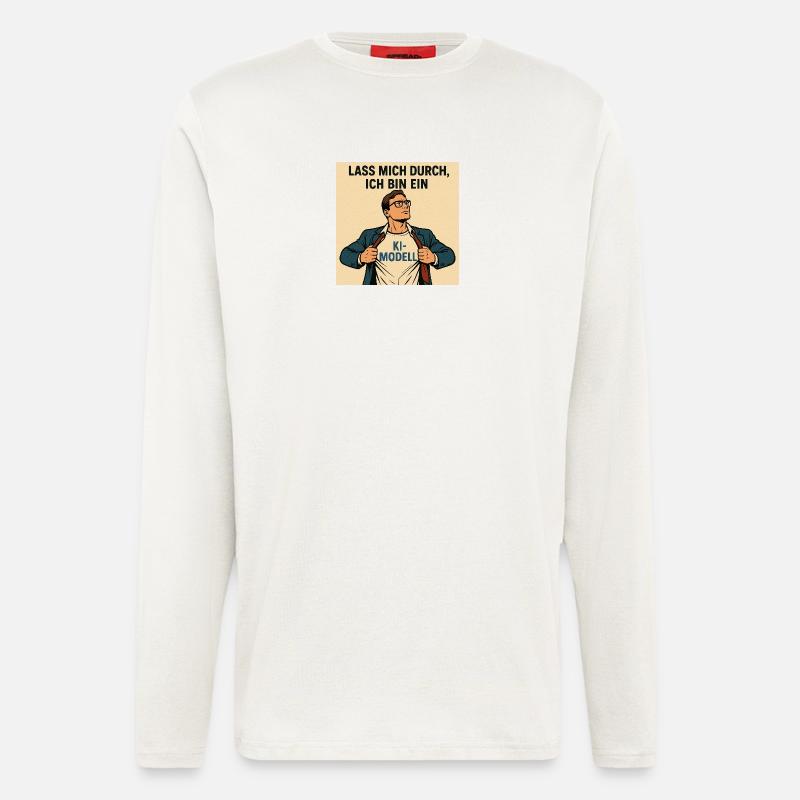 Humorvoller KI-Modell Heldenkleidung - Langarmshirt - made by SPREAD  - OFF WHITE