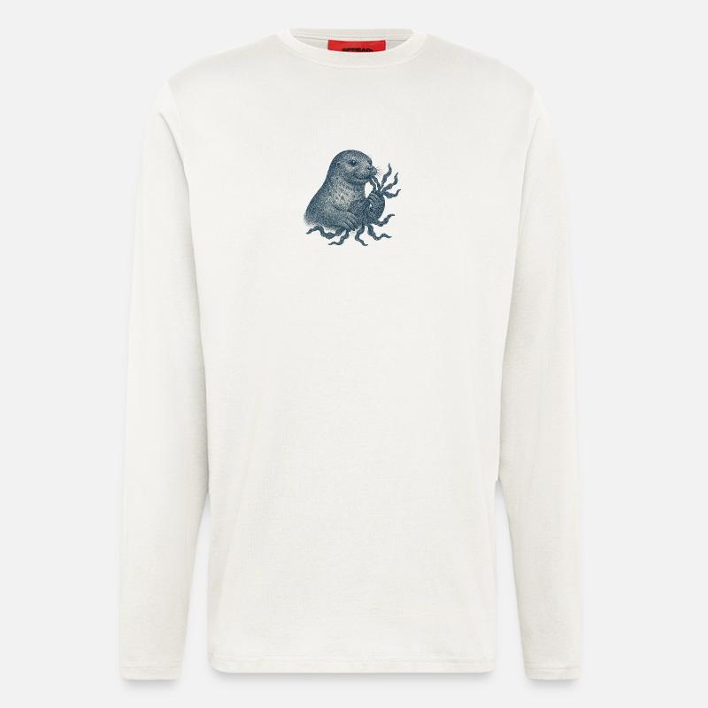 Mystischer Seeotter mit Tentakelpflanze - Langarmshirt - made by SPREAD  - OFF WHITE