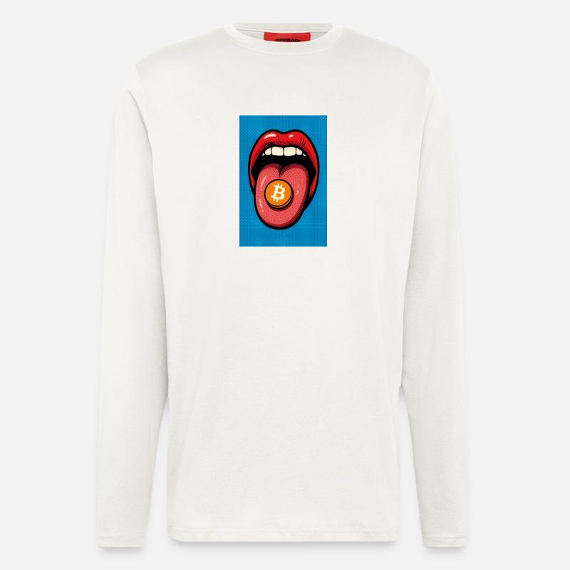 Pop Art Bitcoin Motiv - Langarmshirt - made by SPREAD  - OFF WHITE