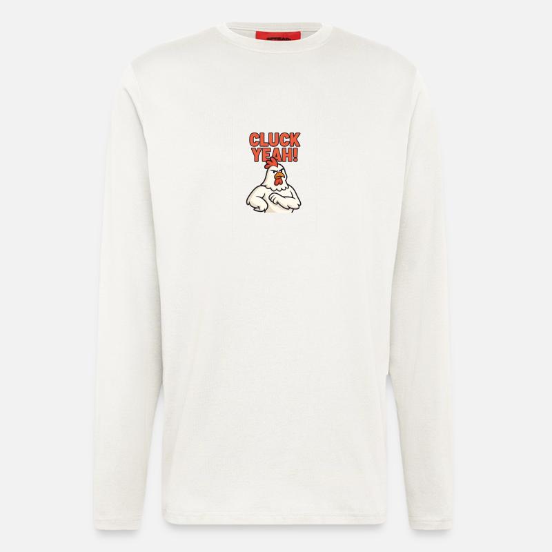 Expressive Rooster 'Cluck Yeah' Design - Longsleeve - made by SPREAD  - OFF WHITE