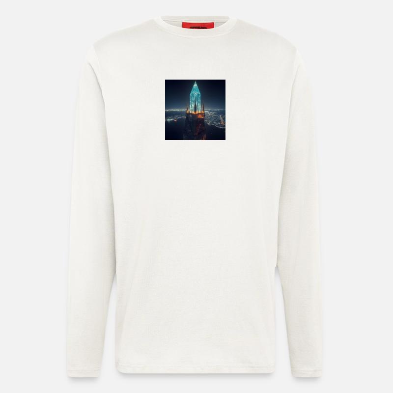 Glowing skyscraper at night - Longsleeve - made by SPREAD  - OFF WHITE