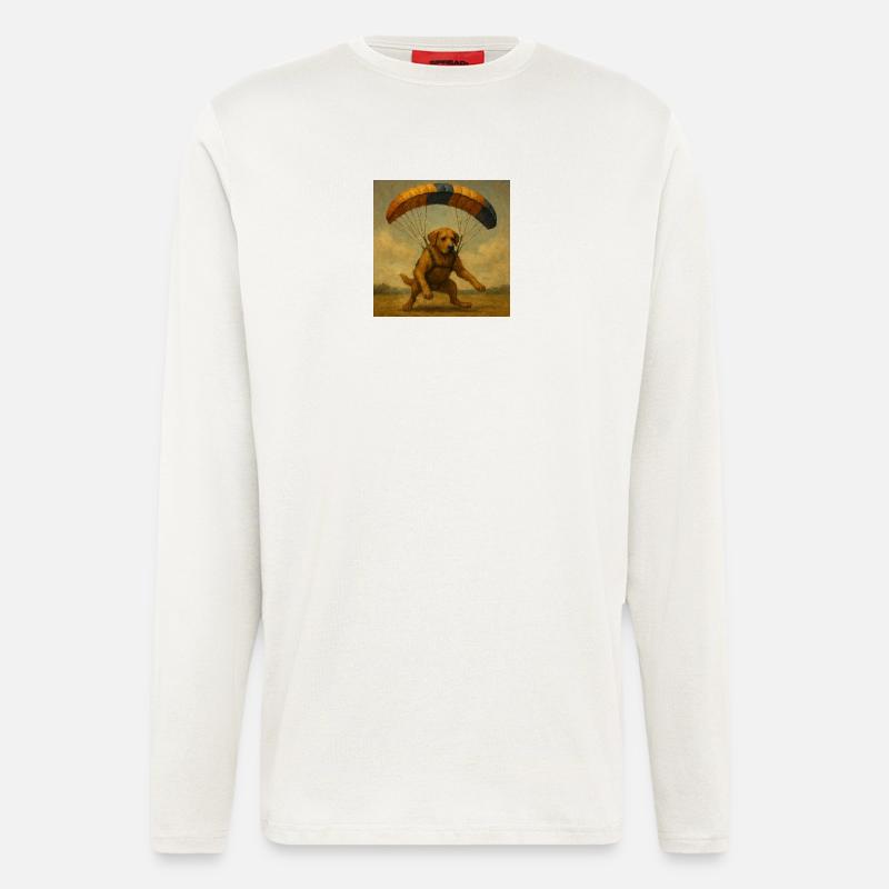 Welpe mit Fallschirm Illustration - Langarmshirt - made by SPREAD  - OFF WHITE