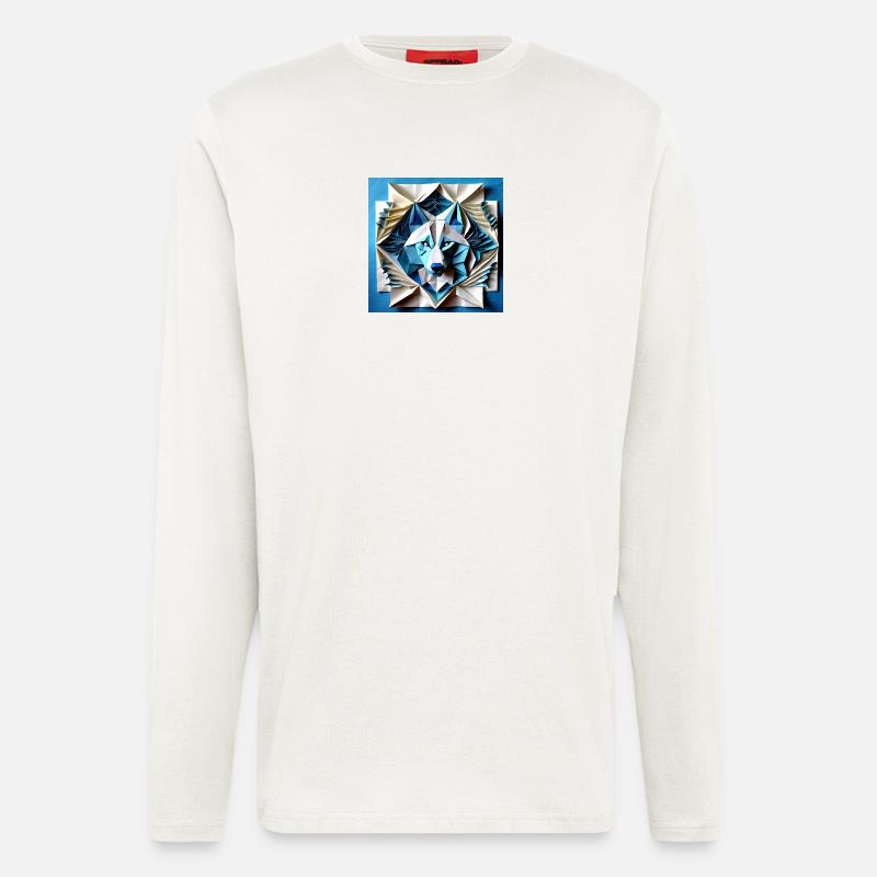 3D Papier Handcrafted Wolf - Langarmshirt - made by SPREAD  - OFF WHITE