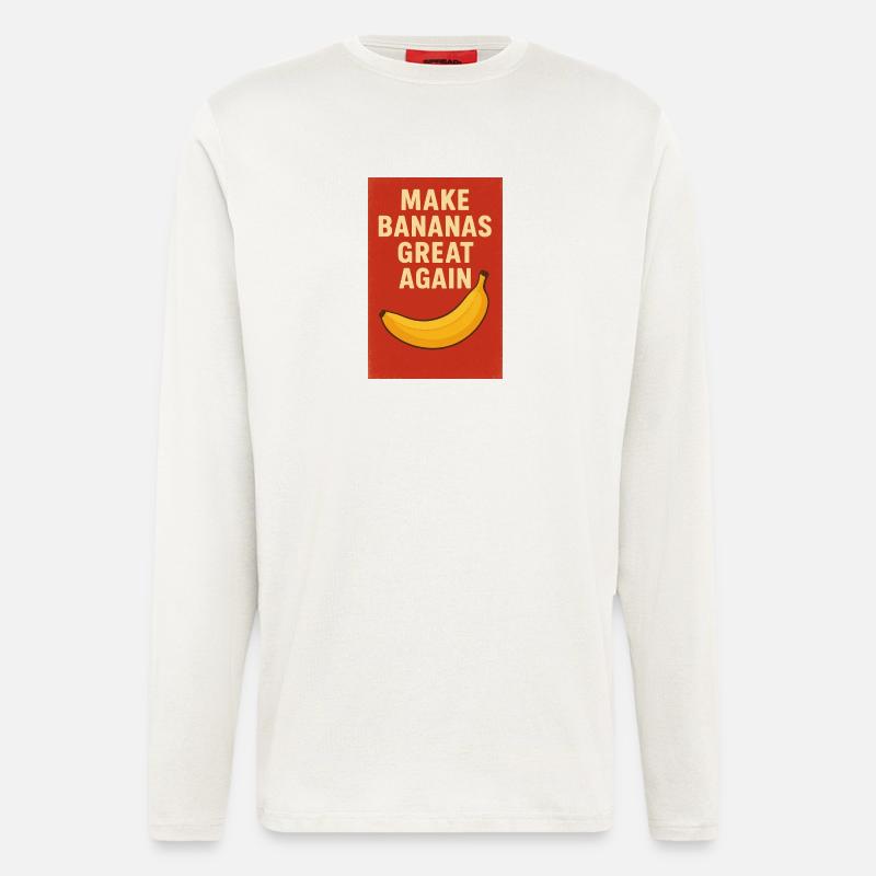 Humorvoller Slogan mit lebendiger Banane - Langarmshirt - made by SPREAD  - OFF WHITE