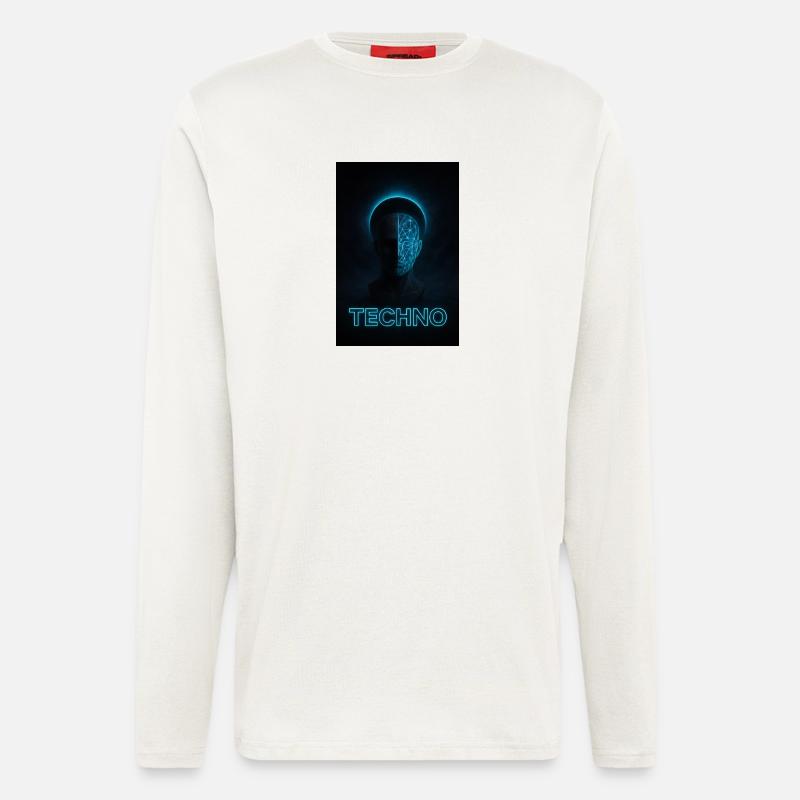 Futuristic Techno Portrait Design - Longsleeve - made by SPREAD  - OFF WHITE