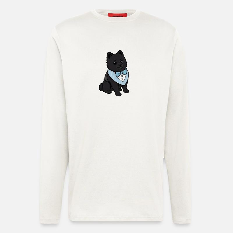 Eleganter Spitz Hund in Fliege - Langarmshirt - made by SPREAD  - OFF WHITE