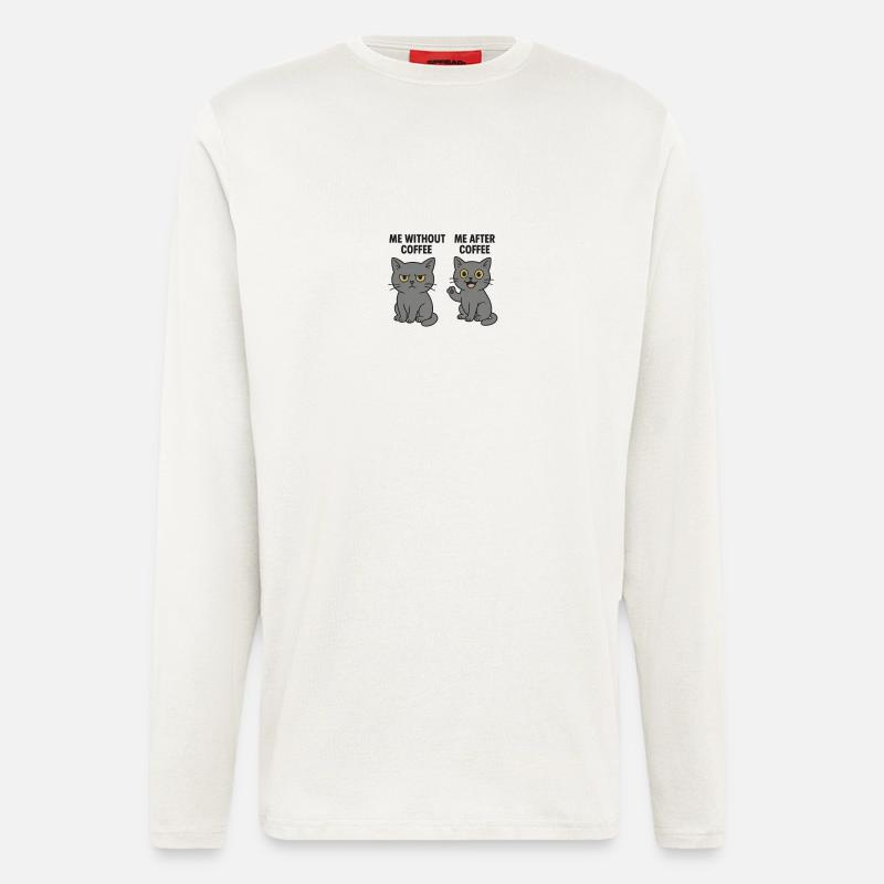 Cat memes: Grumpy without coffee - Longsleeve - made by SPREAD  - OFF WHITE
