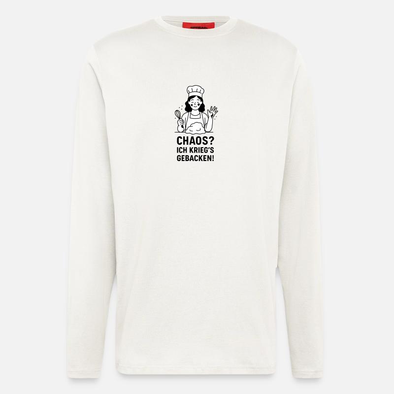 Kochkunst Illustration mit Chefkoch - Langarmshirt - made by SPREAD  - OFF WHITE