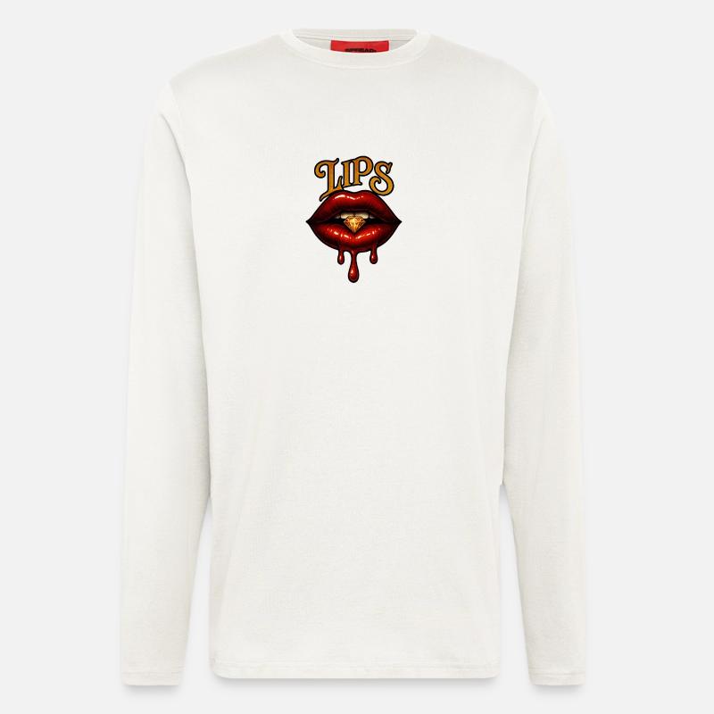 Tempting lips with diamond - Longsleeve - made by SPREAD  - OFF WHITE