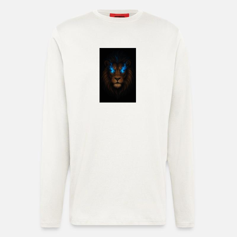 Leidenschaftlicher Löwenkopf mit blauer Energie - Langarmshirt - made by SPREAD  - OFF WHITE