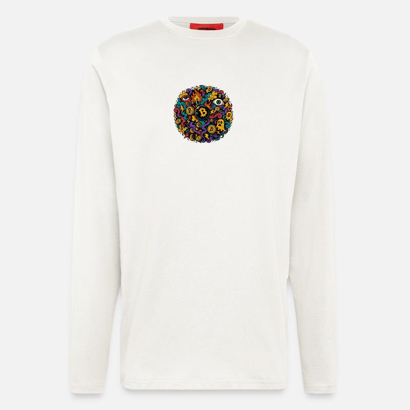 Vulkanischer Bitcoin Chaos Design - Langarmshirt - made by SPREAD  - OFF WHITE