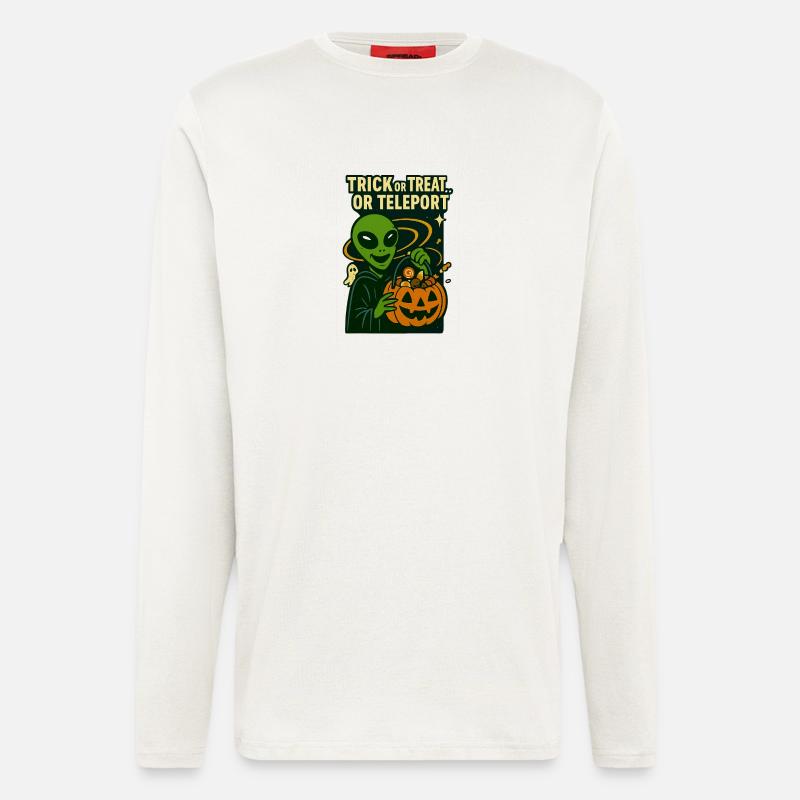 Alien Halloween T-Shirt – Süßes oder Saures... oder... - Langarmshirt - made by SPREAD  - OFF WHITE