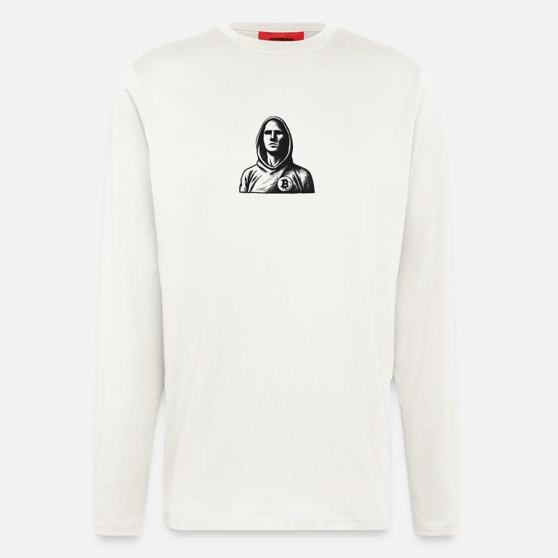 Anonymer Hacker mit Bitcoin-Logo - Langarmshirt - made by SPREAD  - OFF WHITE