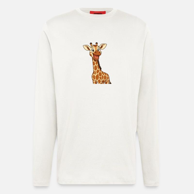 Happy giraffe with smiling expression - Longsleeve - made by SPREAD  - OFF WHITE