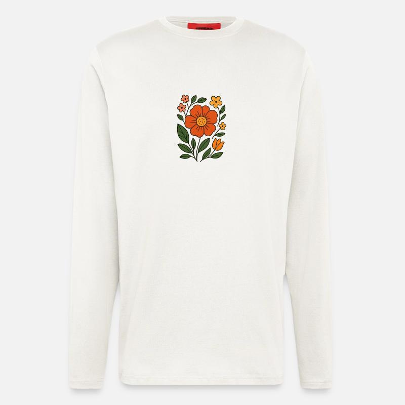Rustikale botanische Blume Illustration - Langarmshirt - made by SPREAD  - OFF WHITE