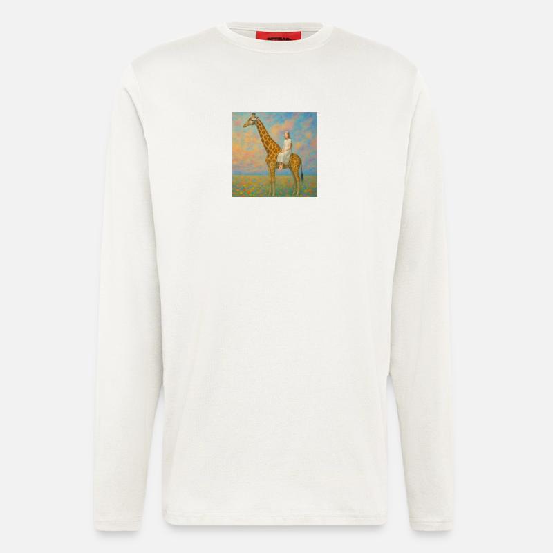 Rêver avec la girafe - Manches longues bio décontracté fabriqué en UE - OFF WHITE