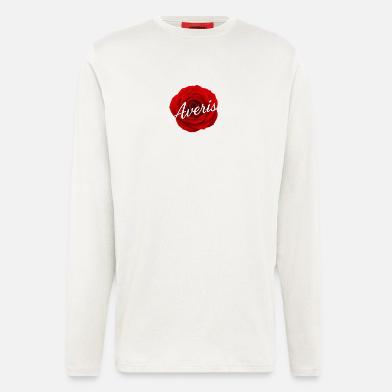 Red Rose with Avenir Text Design - Longsleeve - made by SPREAD  - OFF WHITE