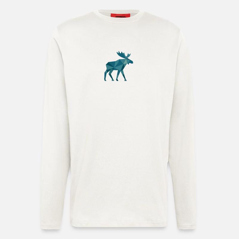 Geometrischer Elch im Polygon-Stil - Langarmshirt - made by SPREAD  - OFF WHITE