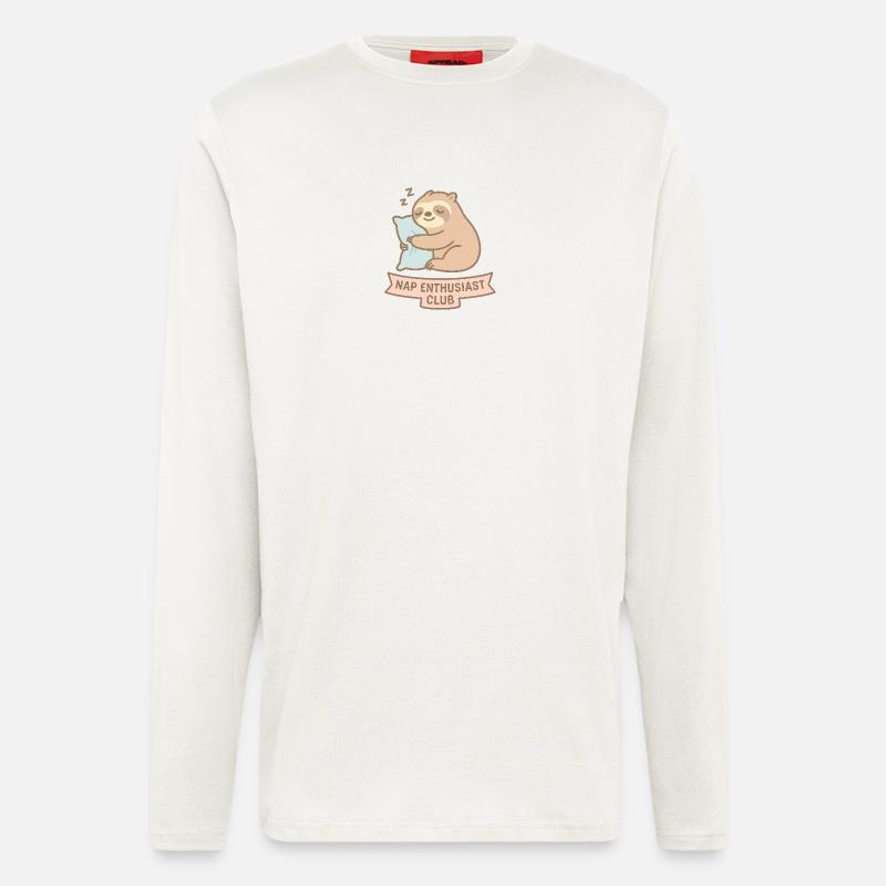 Schlafende Waschbär Illustration - Langarmshirt - made by SPREAD  - OFF WHITE