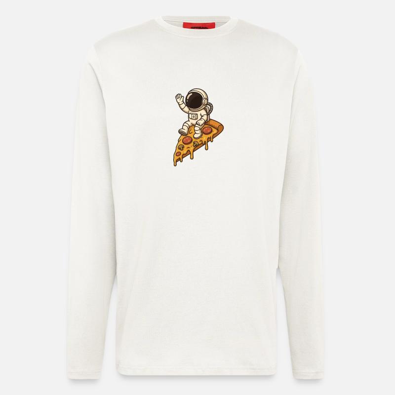 Space astronaut on pizza slice - Longsleeve - made by SPREAD  - OFF WHITE