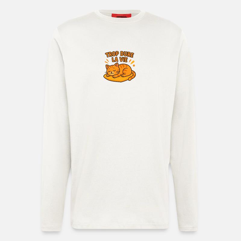 Zu hartes Leben Katze schläft - Langarmshirt - made by SPREAD  - OFF WHITE