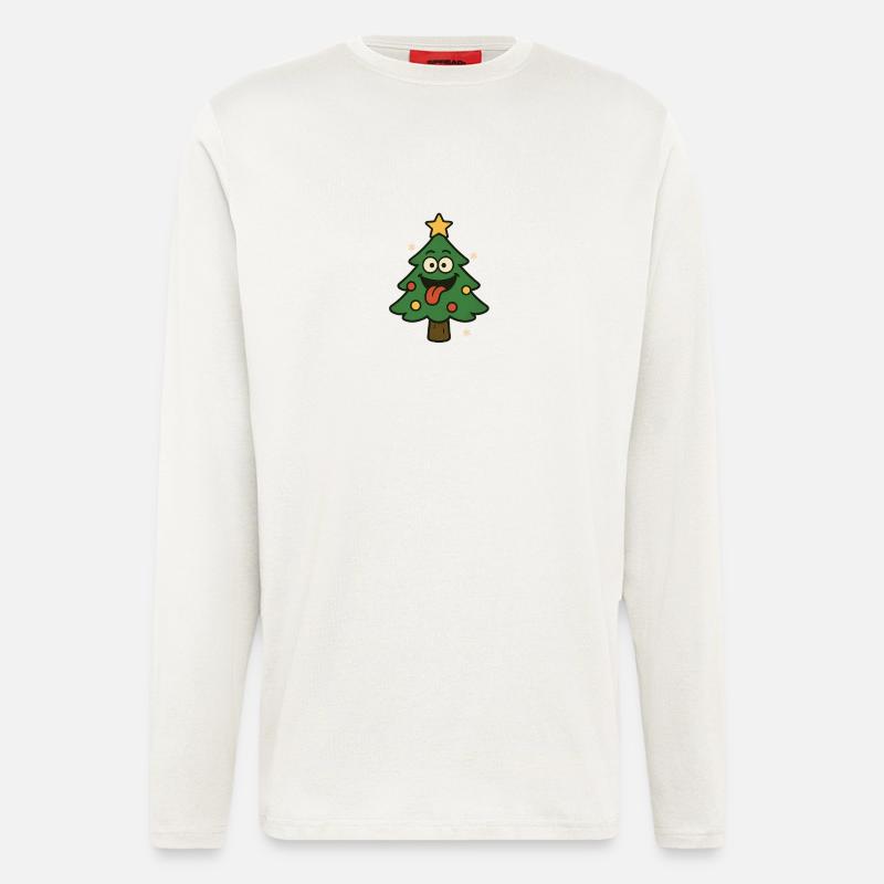 Lustiger Weihnachtsbaum mit Zunge - Langarmshirt - made by SPREAD  - OFF WHITE